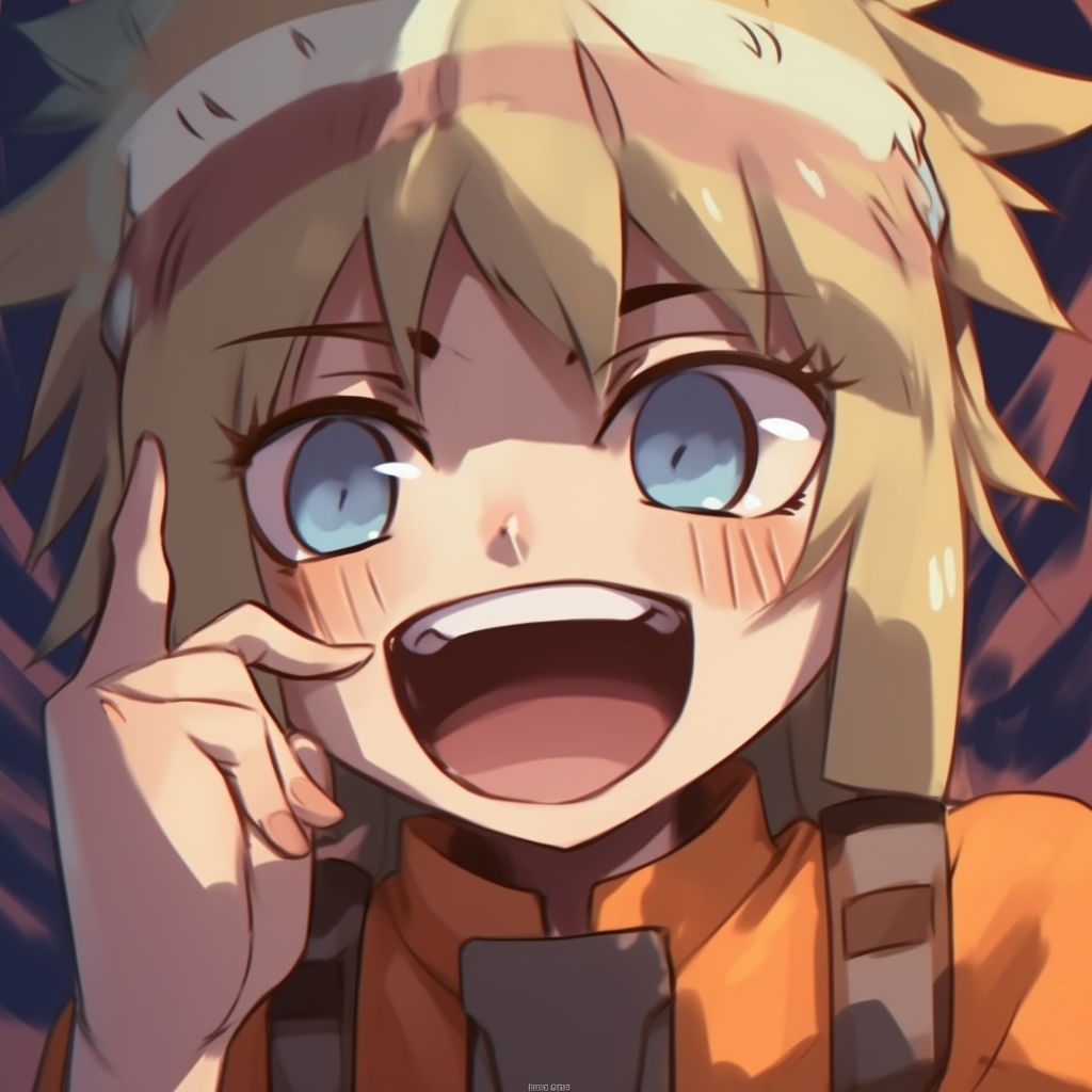 A photo of Naruto in a silly pose, intricate details and dynamic composition. unforgettable anime pfp funny pfp for discord.