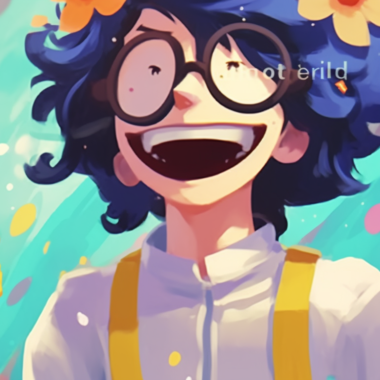 Two characters laughing uproariously, vibrant colors and exaggerated expressions. comical matching pfp specifically for couples pfp for discord.