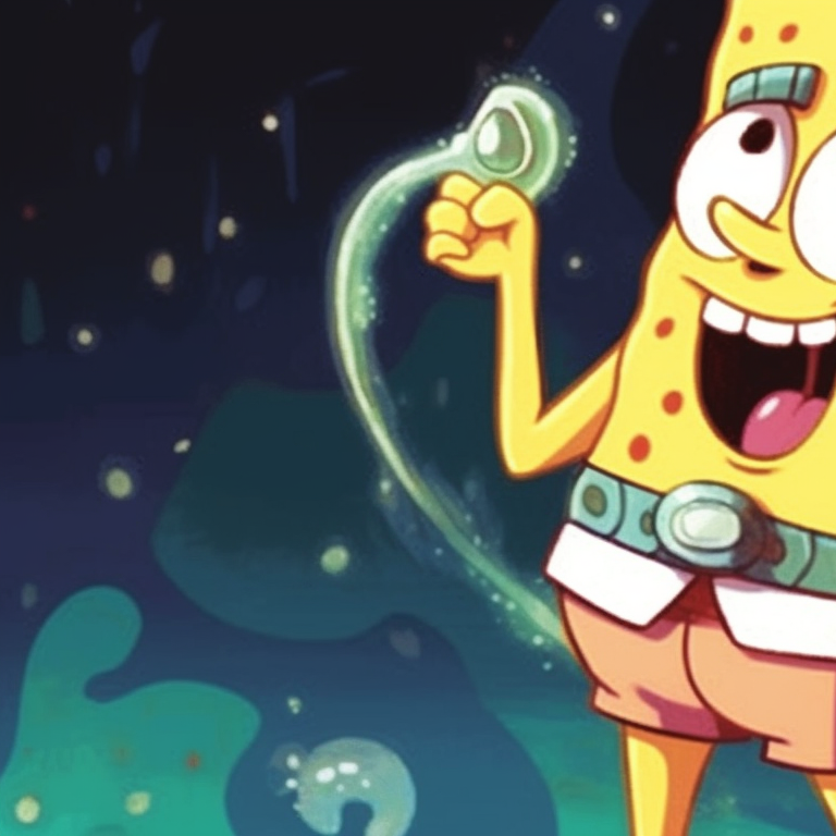 Spongebob and Pearl, lively colors and bold lines, hands high-fiving. spongebob and pearl matching profile picture pfp for discord.