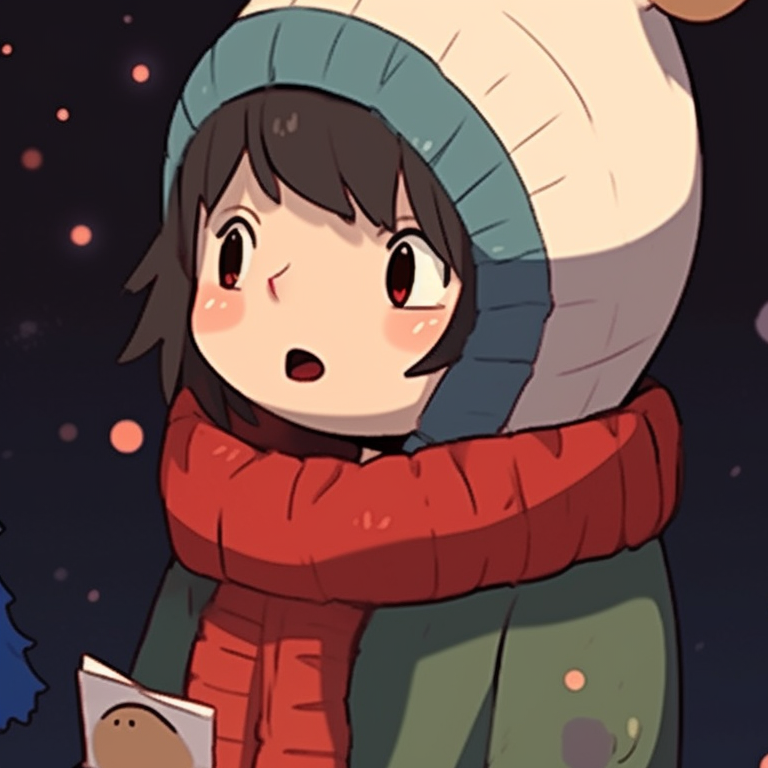 Mono colors of two characters, warm indoor Christmas setting, intimate atmosphere. unique matching retro aesthetic cartoon pfp christmas themes pfp for discord.