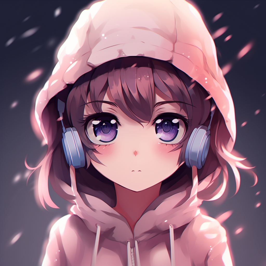 A cute chibi anime character with large expressive eyes, rendered in soft colors. cute anime pfp in 4k