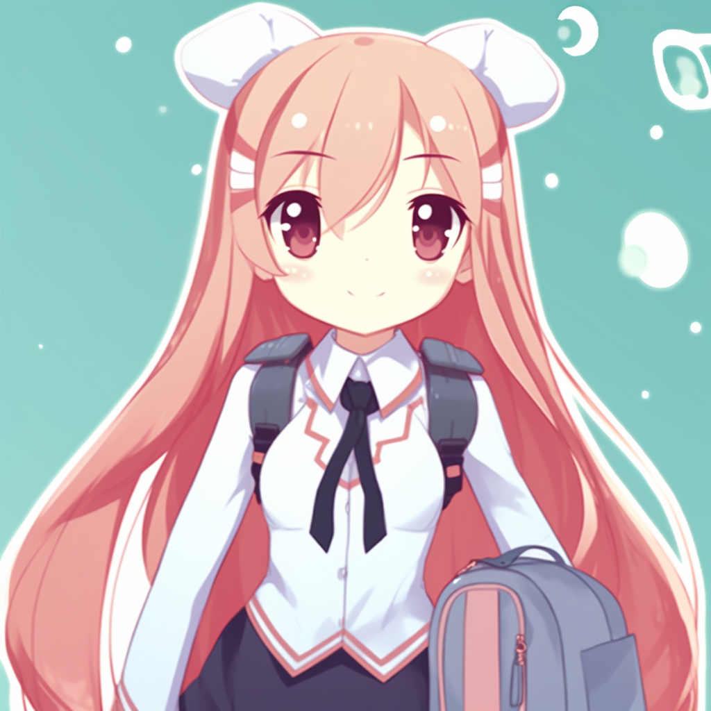 Asuna from Sword Art Online in school uniform, ready for school with a backpack and vibrant tone. aesthetic pfp for school pfp for discord.