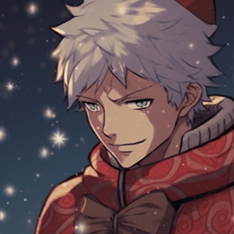 Sasuke and Itachi, Sharingan glows in Christmas setting, stark contrasts and fine details. perfect naruto christmas match-up pfp pfp for discord.