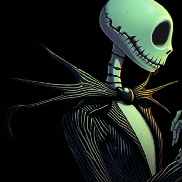 Silhouette of Jack and Sally, minimalist design and bold lines. nightmare before christmas pfps jack and sally pfp for discord.