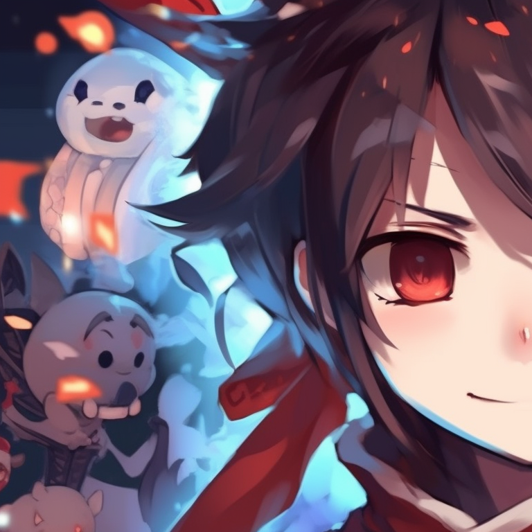 Hu Tao wearing a Santa hat, rich in Christmas red tones and playful elements. festive matching hu tao pfp pfp for discord.