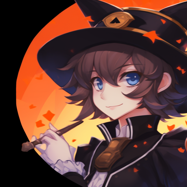 Two characters in spooky Halloween costumes, bold lines and vibrant colors. genshin impact matching halloween profile pics pfp for discord.