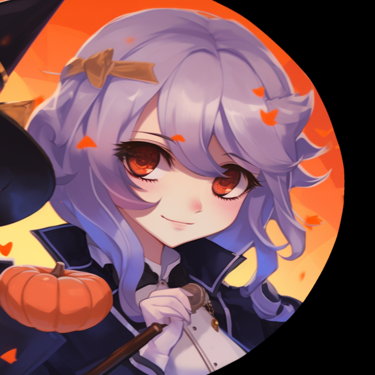 Two characters in spooky Halloween costumes, bold lines and vibrant colors. genshin impact matching halloween profile pics pfp for discord.