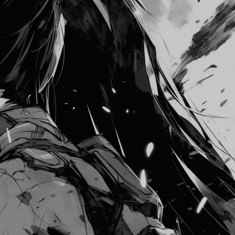 Two characters in combat positions, the high contrast emphasizing the tension between them. black and white matching pfp for couple pfp for discord.