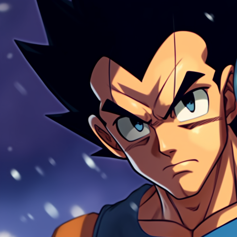 A close-up of Bulma and Vegeta with mistletoe detailed in soft colors. vegeta and bulma dragonball christmas pfp pairing pfp for discord.