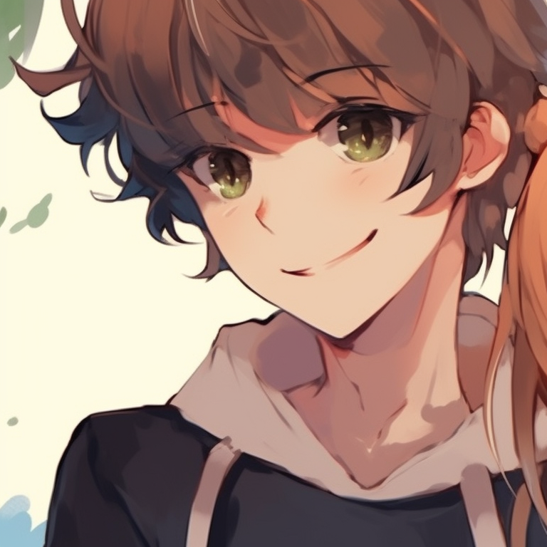 Two characters laughing, bright color palette and lively vibe, giving a friendly high-five. matching pfp anime for bffs pfp for discord.