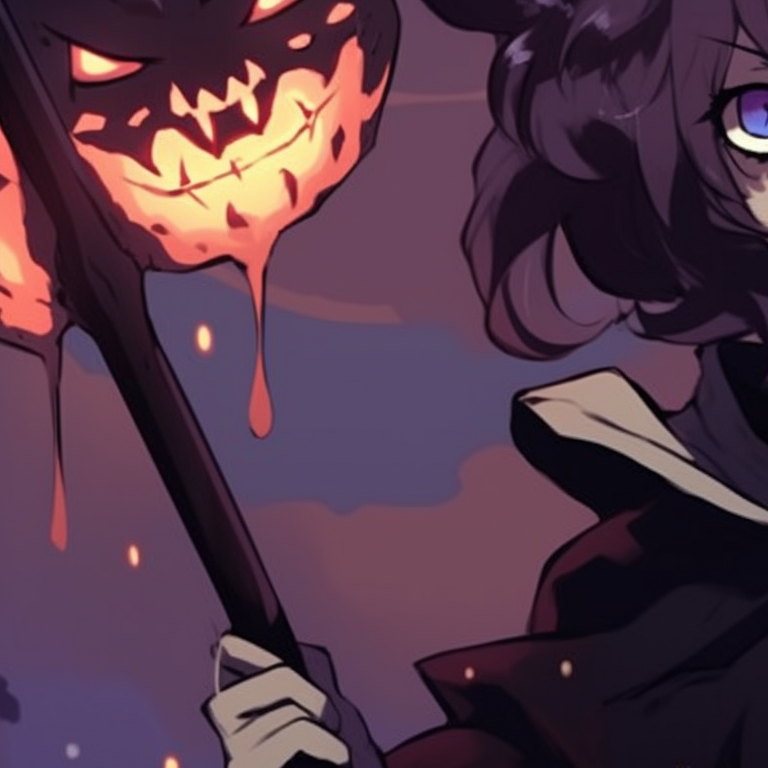 Characters in dark attire, glaring eyes against a dramatic red background. perfect matching aesthetic halloween pfp pfp for discord.