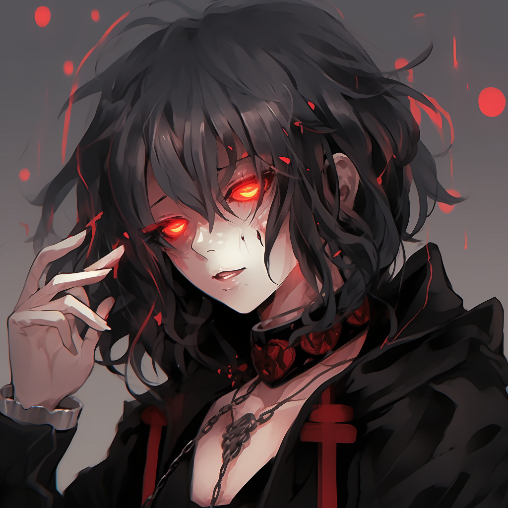 A goth character from D.Gray-man, luminous colors creating a ghostly hue. highlighted goth anime profile pictures