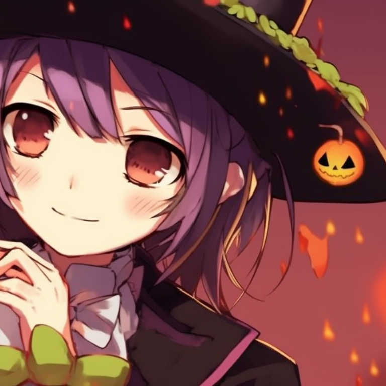 Mitsuri and Obanai sharing a Halloween treat, bright colors and playful designs. mitsuri and obanai themed halloween matching pfps pfp for discord.