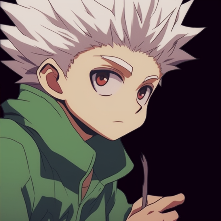 Two characters focused on their goals, nuanced shading and vibrant background. gon and killua, hunter x hunter matching pfp pfp for discord.