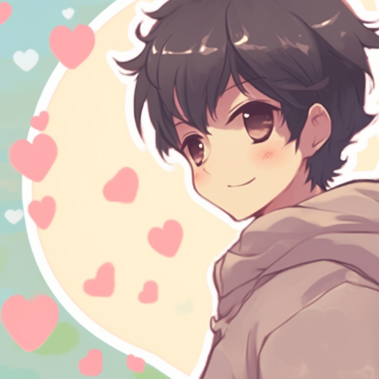 Two characters sharing a sweet treat, floral accents, and cherry blossom backdrop. creating cute pfp match pfp for discord.