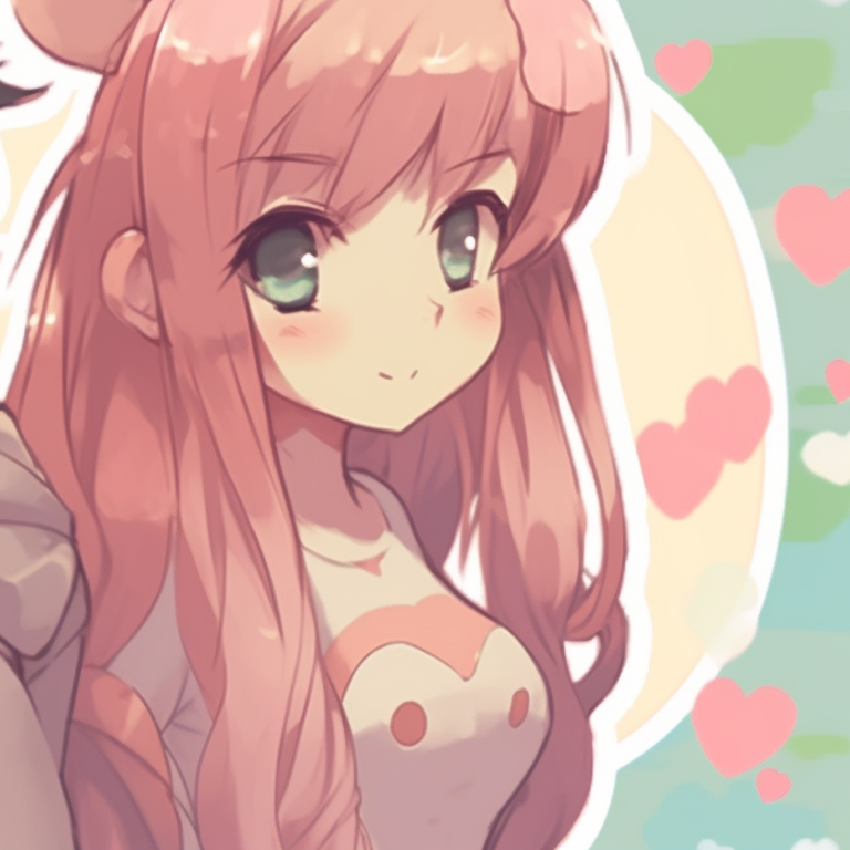 Two characters sharing a sweet treat, floral accents, and cherry blossom backdrop. creating cute pfp match pfp for discord.