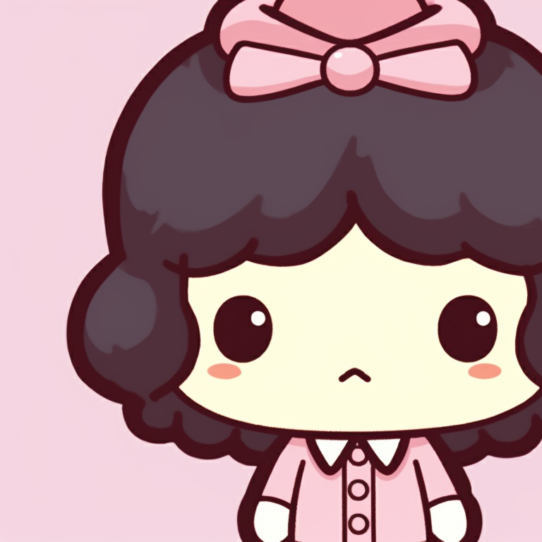 Close-up of two matching Sanrio characters, traditional line art style and saturated colors. vintage matching sanrio pfp pfp for discord.