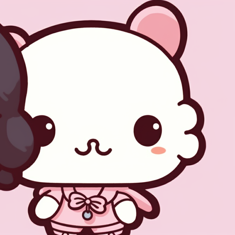 Close-up of two matching Sanrio characters, traditional line art style and saturated colors. vintage matching sanrio pfp pfp for discord.