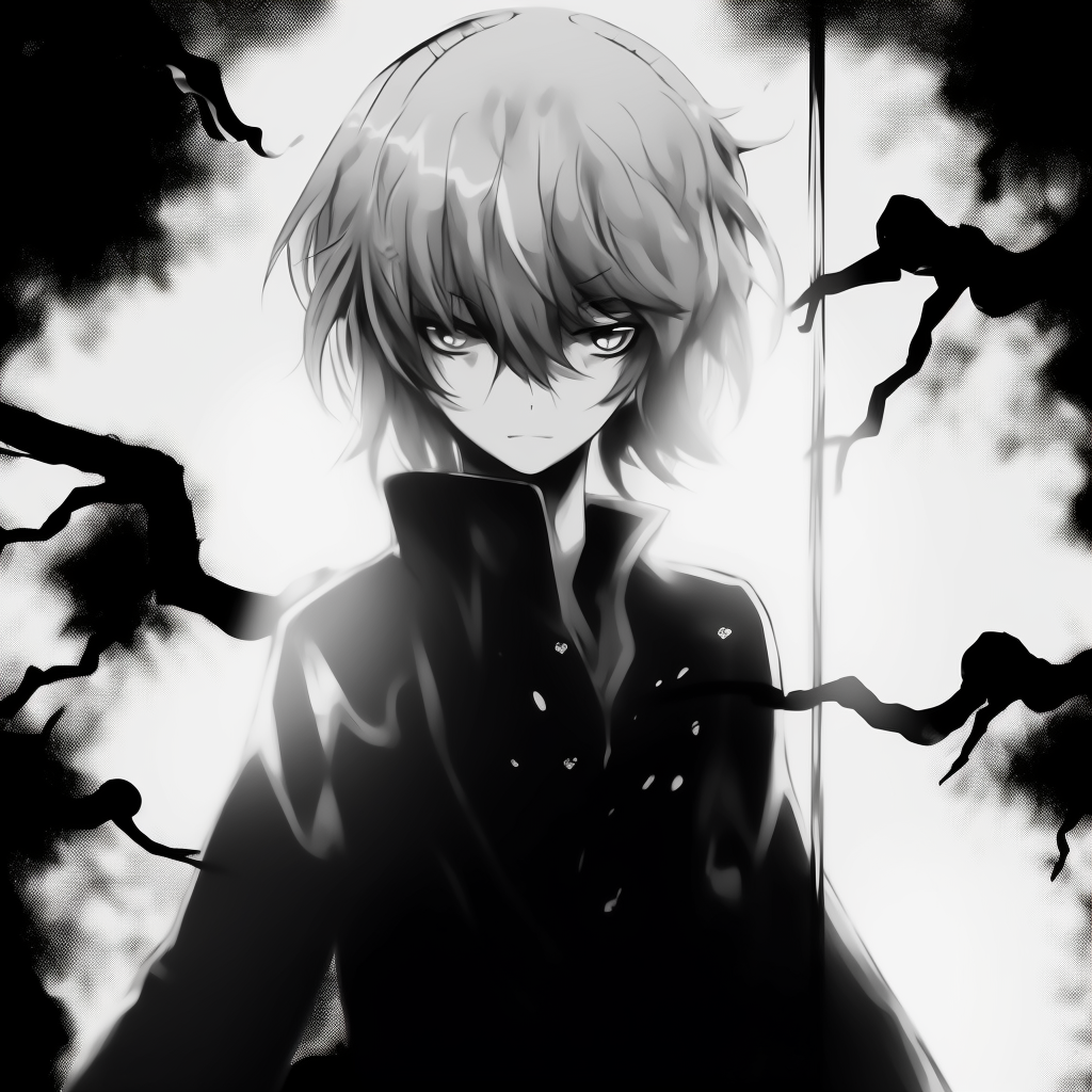 Luffy from One Piece looking forward, black and white aesthetic with hard defining shadows. trending black and white anime aesthetic pfp pfp for discord.