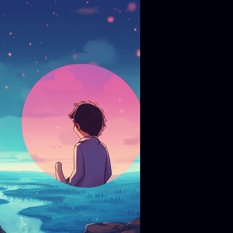 Two characters gazing at the starry night, deep blues and purples dominating the canvas. trendy best friend pfp matching profile pictures pfp for discord.