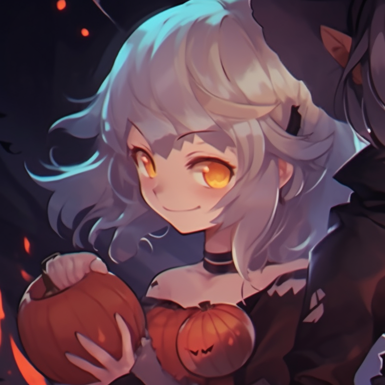 Two adventurous characters, in a misty forest, eerie expressions and Halloween-themed weaponry. genshin inspired halloween matching pfp pfp for discord.