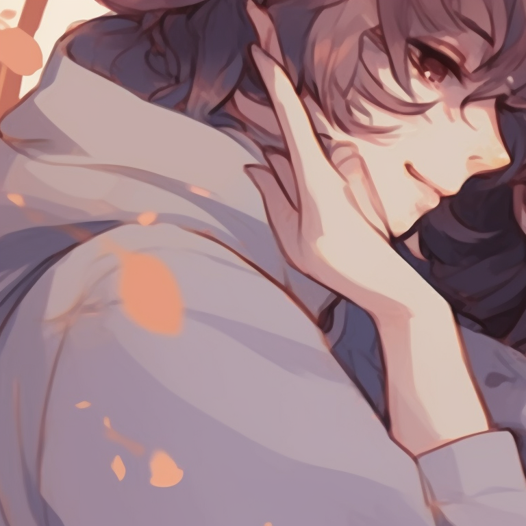 Silhouettes of two characters, golden sunset in the background. Minimalistic style. exquisite golden pfp discord items pfp for discord.