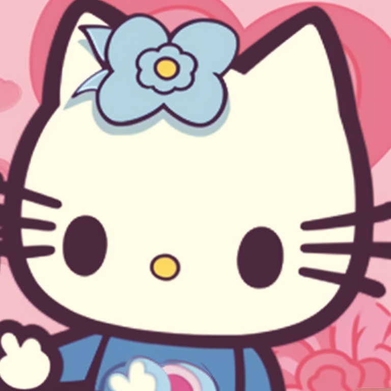 Two Hello Kitty characters in pink and blue on a cream background. hello kitty matching pfp designs pfp for discord.