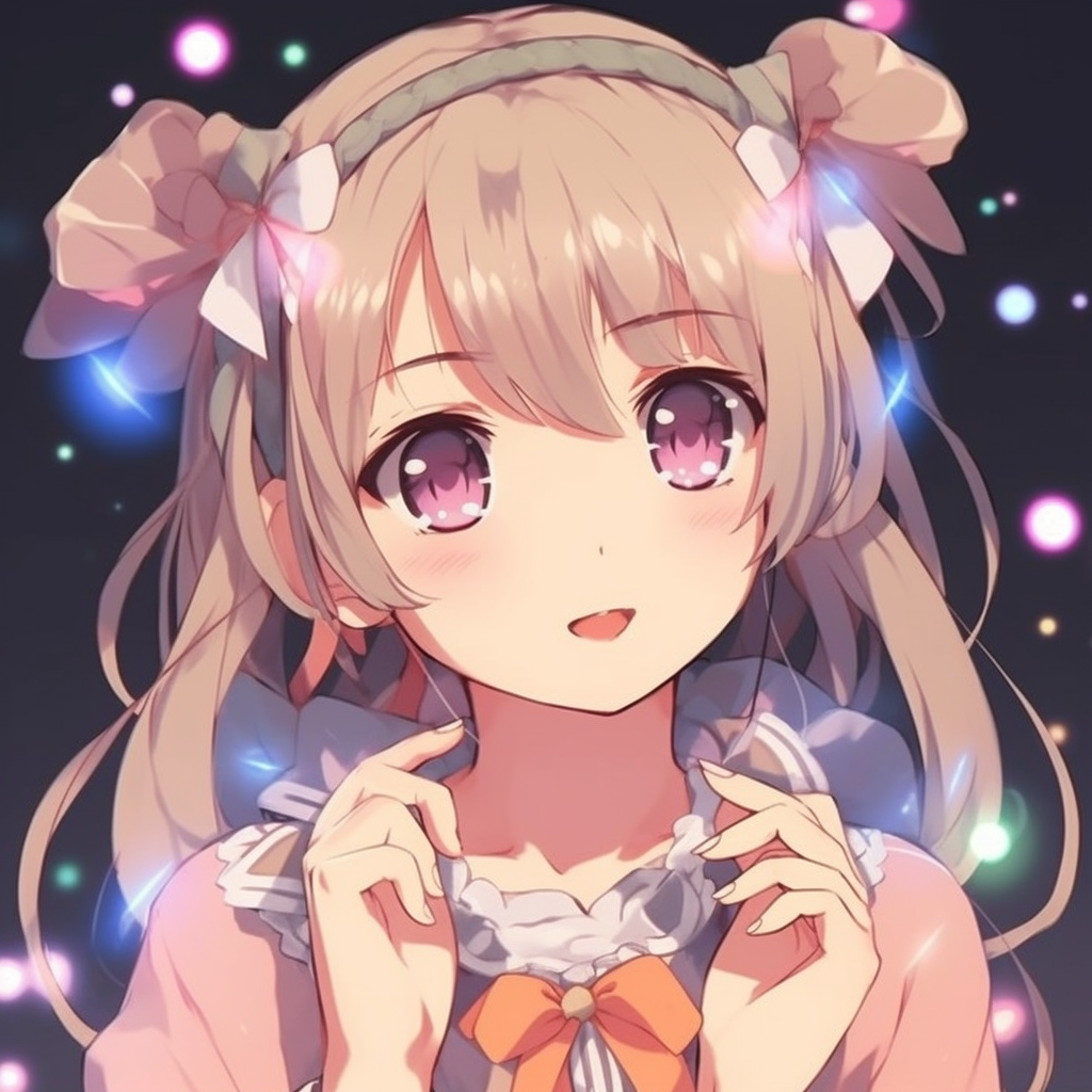 Chibi-style anime girl with a large bow, characterized by its playful design and bold lines. cute anime girl pfp classics anime pfp