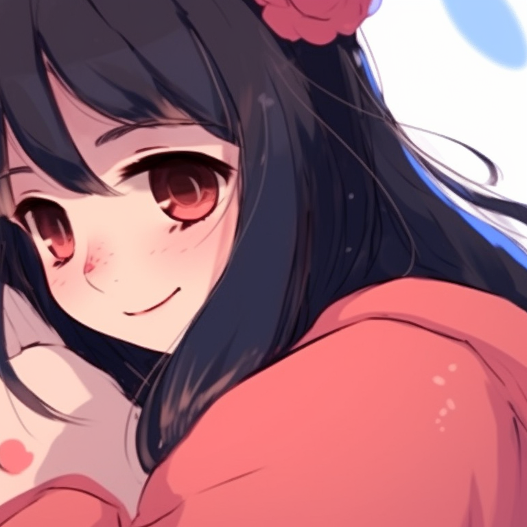 Two characters, their expressions showing deep affection, with pastel colors and intricate details. cuddly matching pfp for bf and gf pfp for discord.