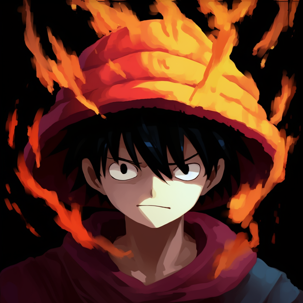 One Piece’s Luffy, vibrant colors and high-energy lines. anime inspired animated pfp