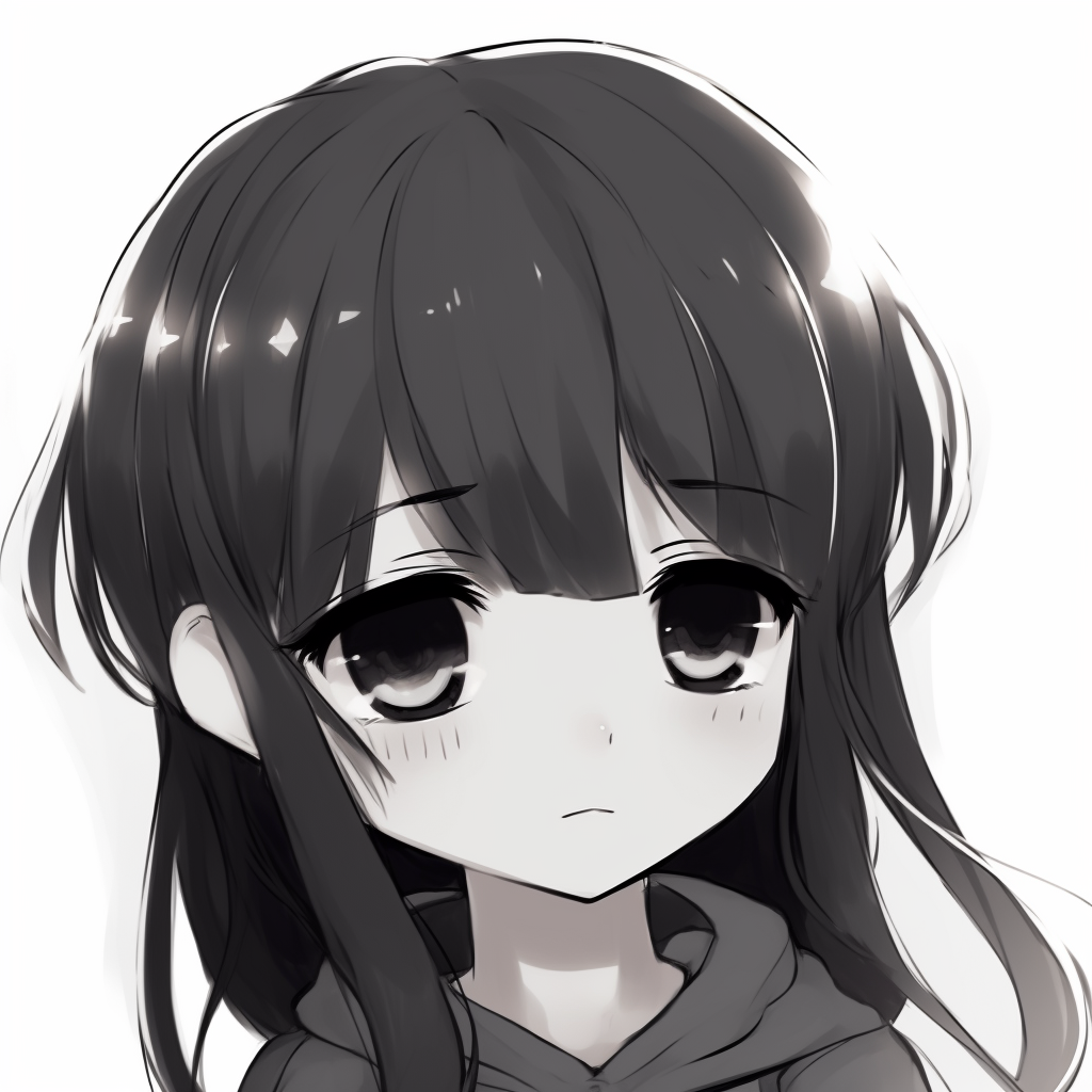 Intricate anime character, strong outlines and expressive eyes in monochrome. adorable anime profile picture in black and white