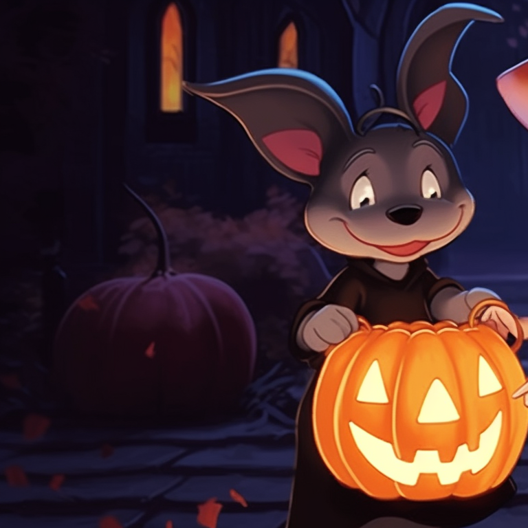 Mickey Mouse and Minnie in Halloween costumes, cartoonish style, vibrant colors. classic disney halloween matching pfps pfp for discord.