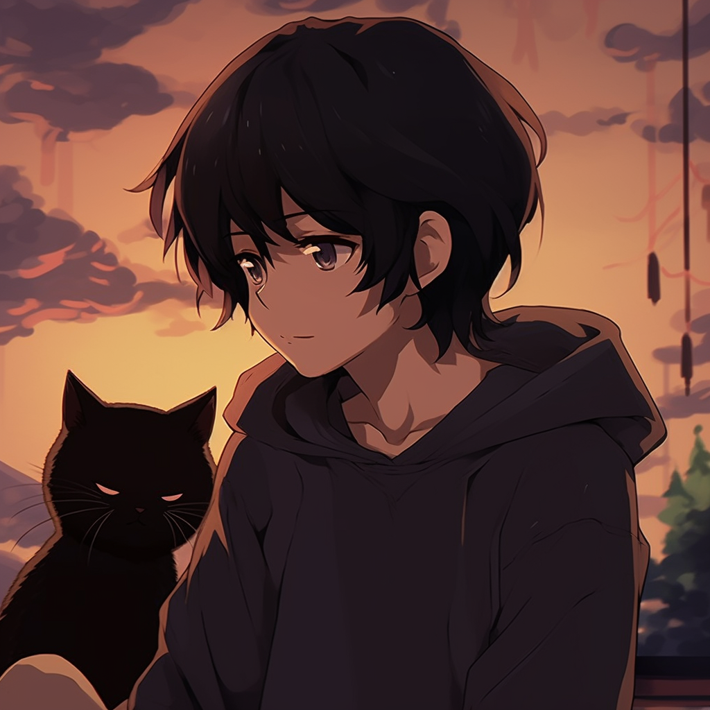Relaxed profile picture of Jiji showcasing his lustrous black fur and arresting yellow eyes. characters' chill anime pfp