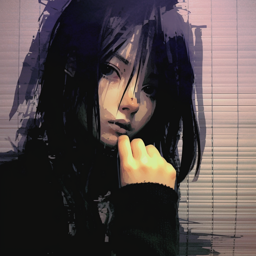 A grunge anime profile picture showing a distorted harmony, with chaotic lines and overlapping, inconsistent surfaces. grunge aesthetic pfp ideas pfp for discord.