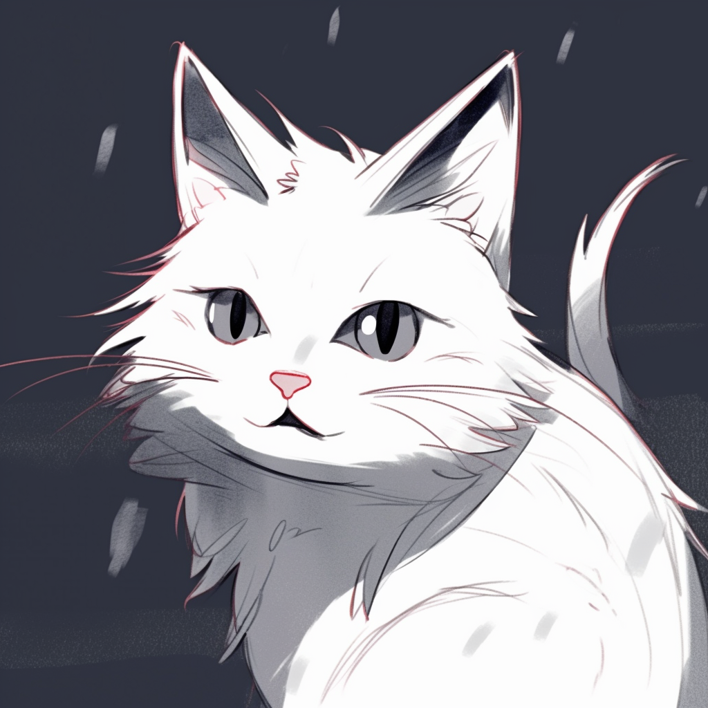Anime cat with starry eyes, heavy use of vibrant hues and glossy reflections. stylish anime cat drawings pfp