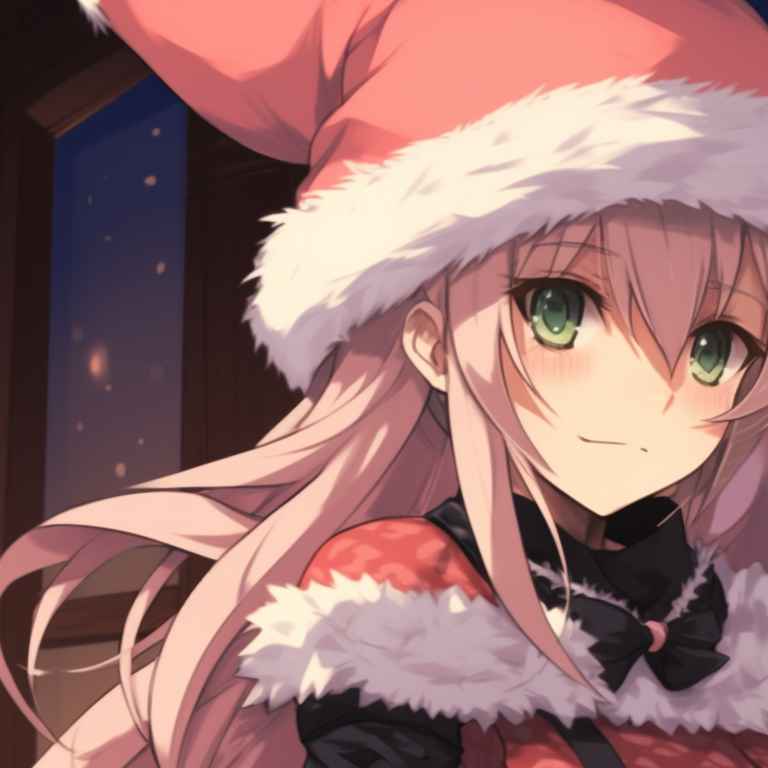 Astolfo giving a candy cane to his friend, vibrant colors and soft focus. astolfo themed christmas matching pfp pfp for discord.