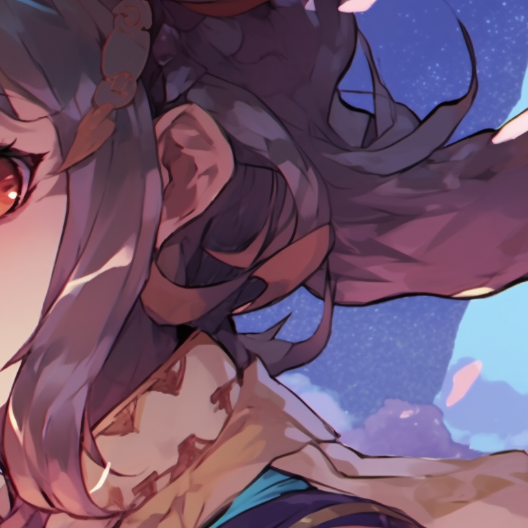 Two characters with intertwining destinies, rich colors and detailed outfits. genshin matching pfp with unique looks pfp for discord.