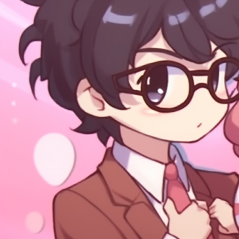 Two characters touching Hello Kitty-shaped glasses over a pastel backdrop. hello kitty themed matching pfp pfp for discord.