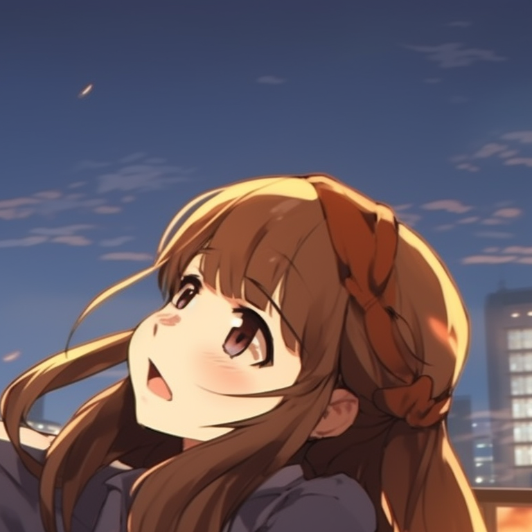 Two characters, simple lines and complementary colors, seated in comfortable silence. horimiya season insight pfp for discord.