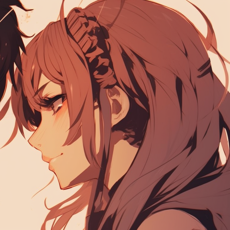 Two characters sharing a joyous moment, bright colors and lightweight sketch style, their hands touching. unique aesthetic matching pfp couples pfp for discord.