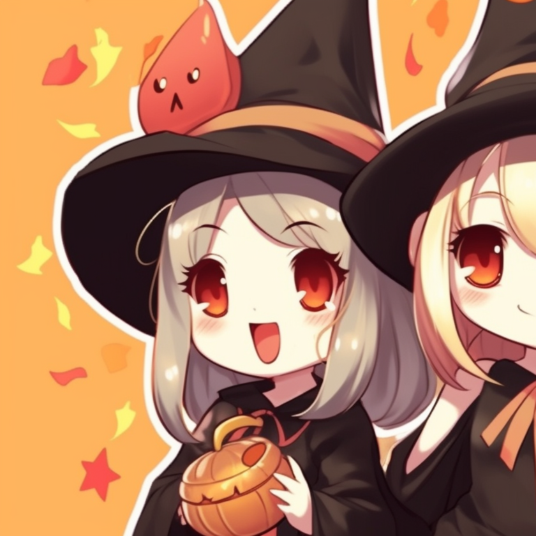 Characters in matching skeleton outfits, minimalistic monochrome style with a lively vibe. adorable halloween theme - best friend matching pfp pfp for discord.