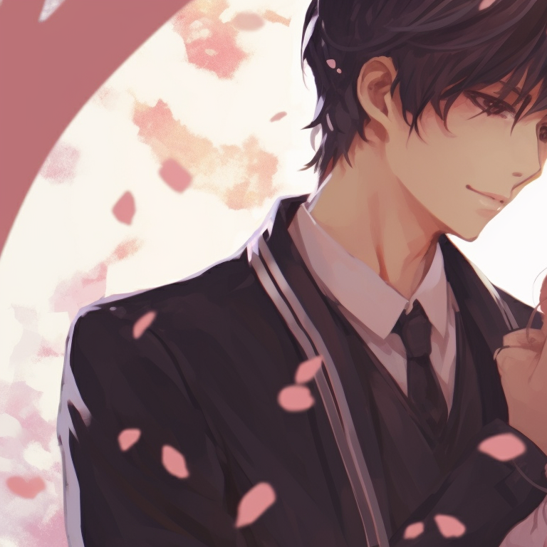 Two characters gazing into each other's eyes, using pastel colors and soft lines. shojo anime matching pfp couple pfp for discord.