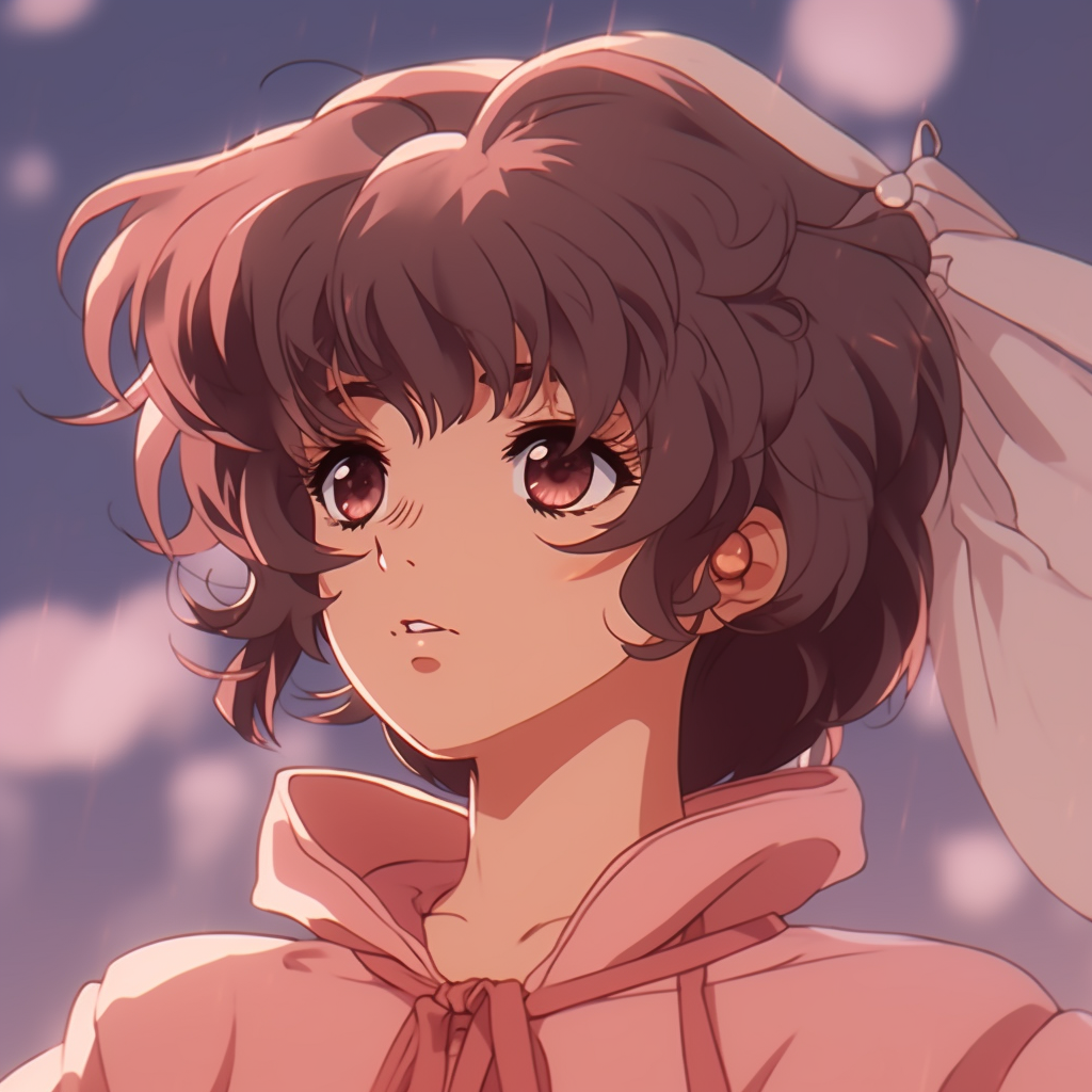 A depiction of a magical girl character from a 90s anime, featuring distinctive hair accessories and a warm color palette. 90s anime pfp girl with aesthetic visuals