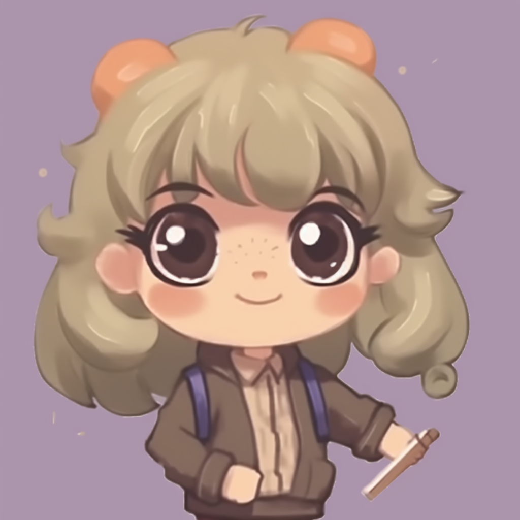 Chibi school student with sketchy lines and warm pastel tones. aesthetic pfp for school pfp for discord.