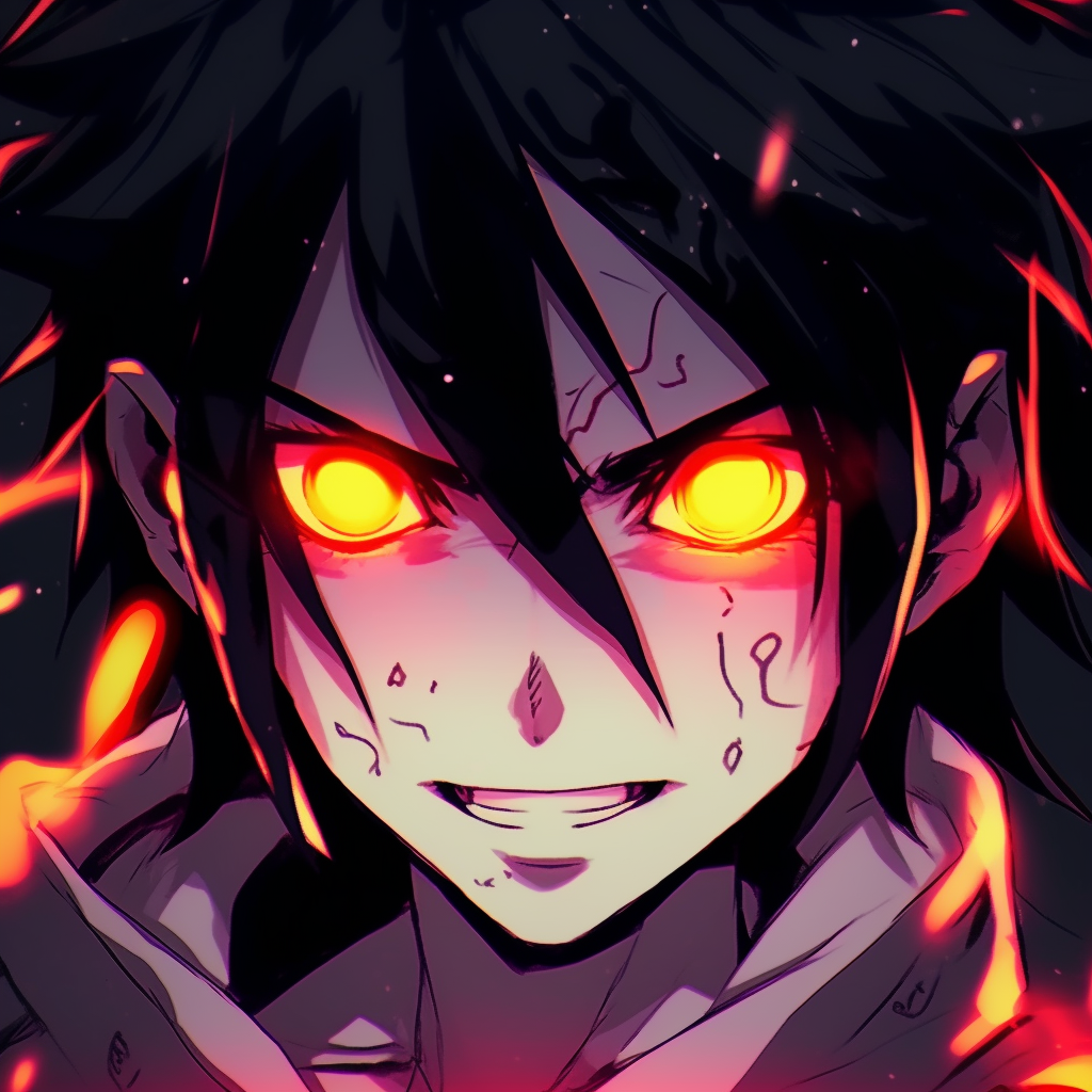 Close-up of Sasuke's Sharingan eye, high contrast with distinct red glow top-tier glowing anime pfp selection