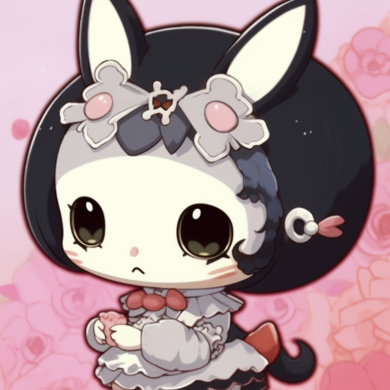 My Melody and Kuromi amidst a spring setting, fresh and bright tones, capturing their innocent expressions. my melody and kuromi matching aesthetic pfp pfp for discord.