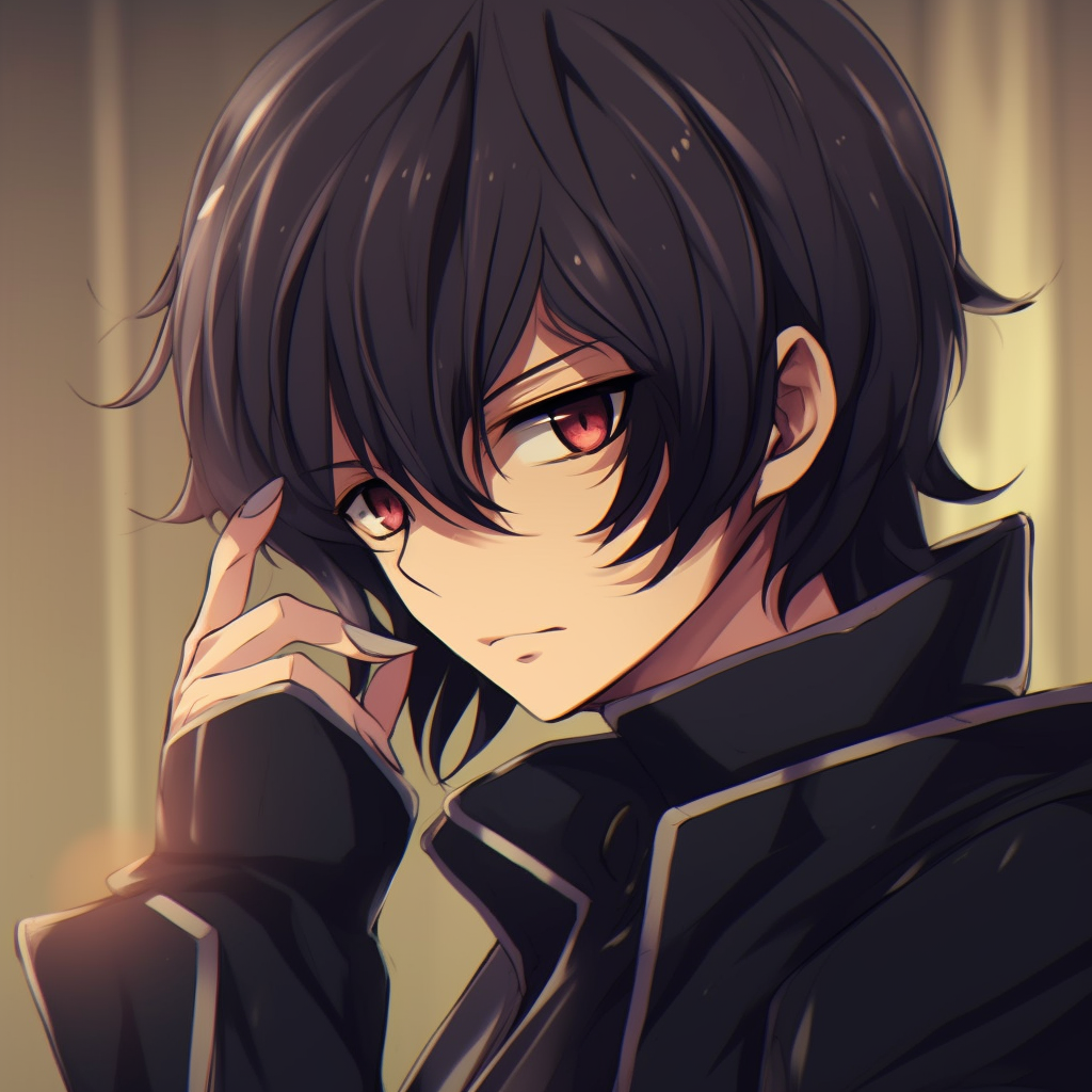 Image of Lelouch in thought, showcasing emotional depth and high detail. anime matching pfp for boysHD, free download