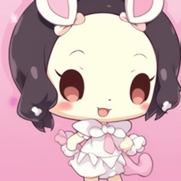 My Melody and Kuromi in dainty outfits, desaturated colors and simplistic style. classic my melody and kuromi pfp matching pairs pfp for discord.