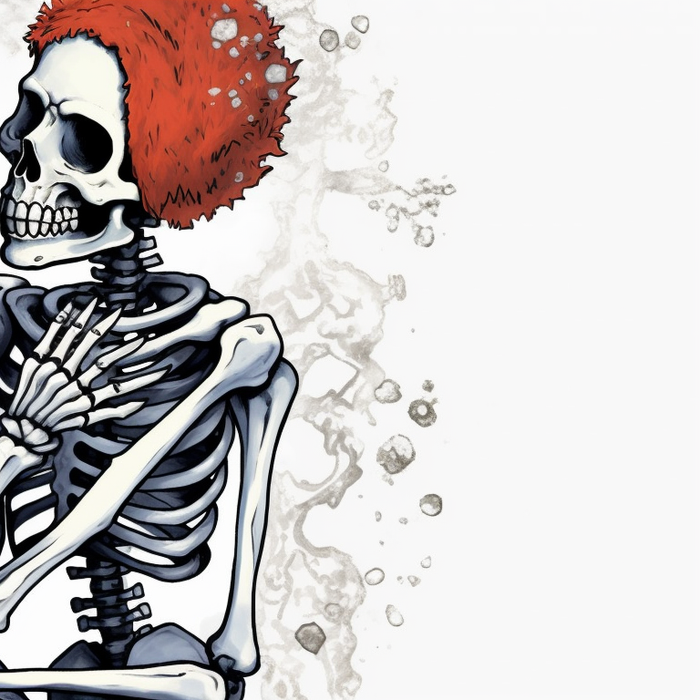 Two skeleton characters, a backdrop of falling snowflakes, bodies entwined in a kiss. cute pfps of kissing skeletons - christmas edition pfp for discord.