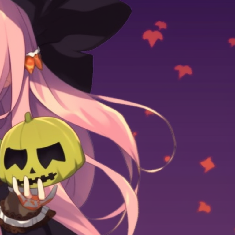 Mitsuri and Obanai in lively Halloween outfits, festooned with pumpkins and autumn leaves. mitsuri and obanai themed halloween matching pfps pfp for discord.